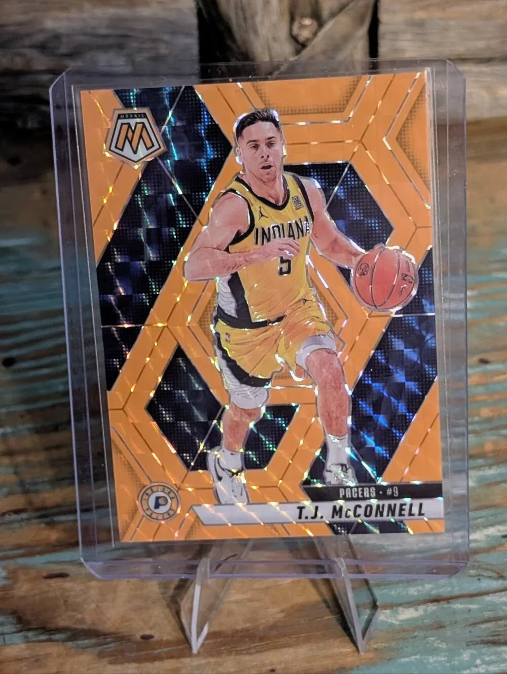 2024-25 Panini Prizm T J McConnell Orange Florescent Mosaic 08/25
